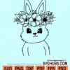 Cute bunny with floral crown svg