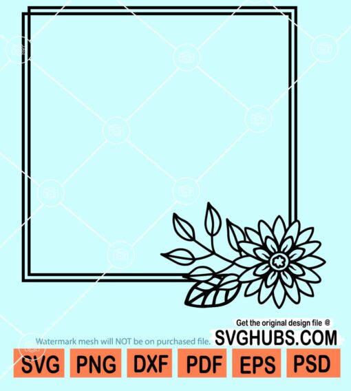 Double square floral frame svg