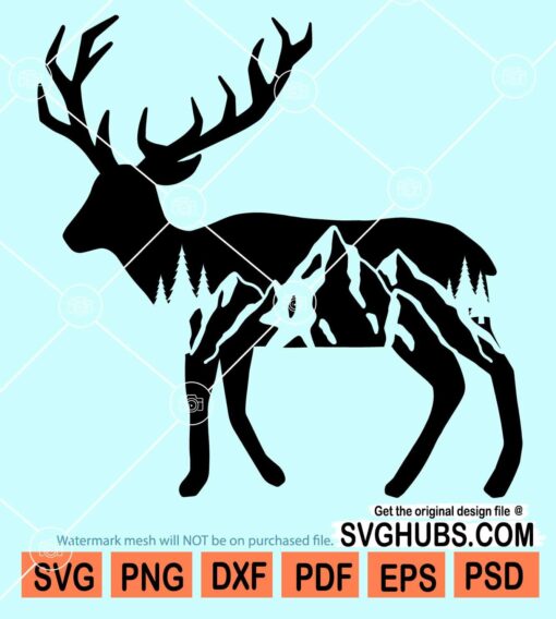Elk and mountains svg