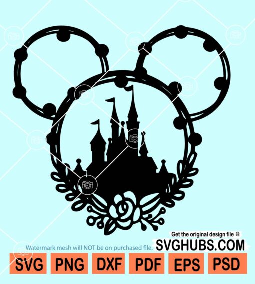 Floral Disney castle SVG