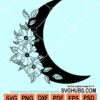 Floral crescent moon svg