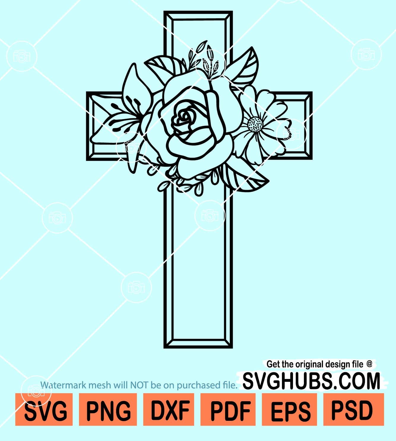 Cross And Flowers Svg