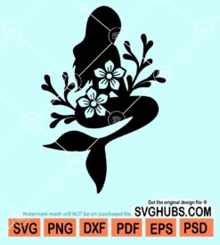 Floral mermaid svg