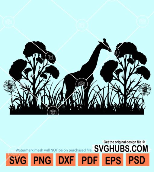 Giraffe garden silhouette svg