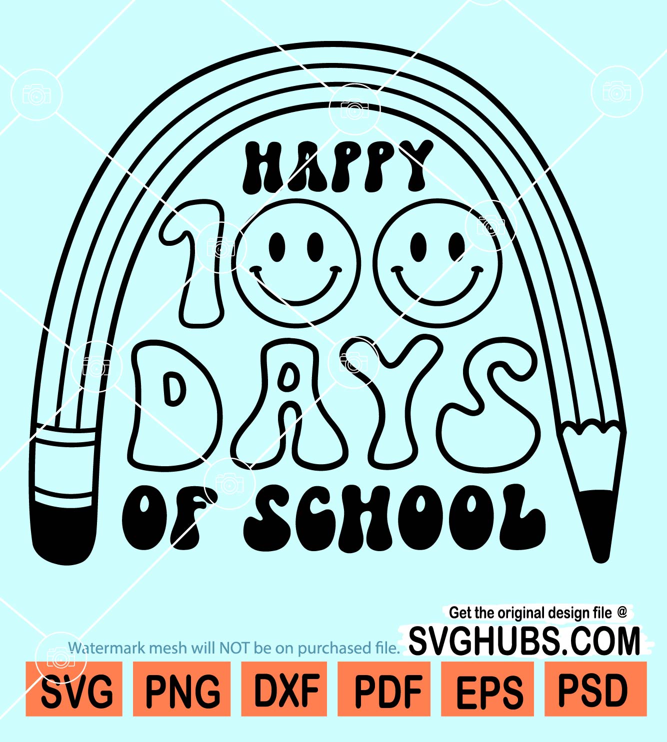 Happy 100 days of school svg, Happy 100th Day Of School Rainbow SVG