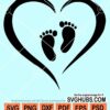 Heart with baby feet svg
