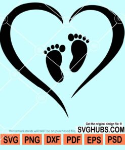 Heart with baby feet svg