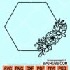 Hexagon floral frame svg