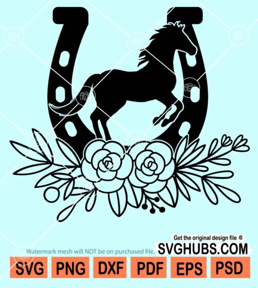 Horse flowers svg