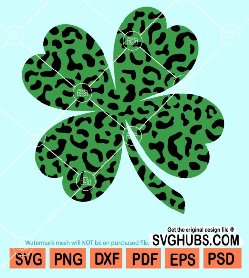 Leopard print clover leaf svg