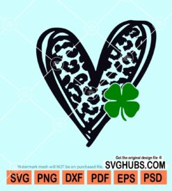 Leopard shamrock heart svg