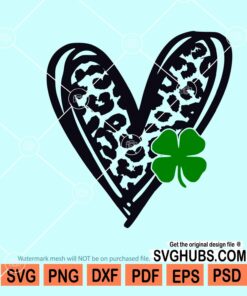 Leopard shamrock heart svg