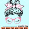 Messy bun cancer awareness svg