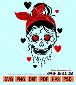 Melting messy bun skull svg