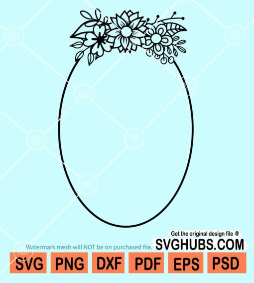 Oval floral frame svg