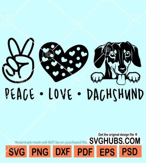 Peace love dachshund svg