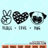 Peace love pug svg