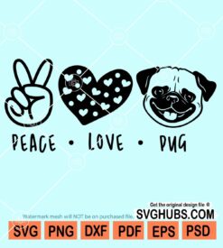 Peace love pug svg