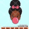 Peekaboo afro girl afro with bandana and bubble gum svg