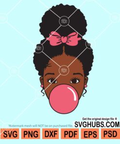 Peekaboo afro girl afro with bandana and bubble gum svg