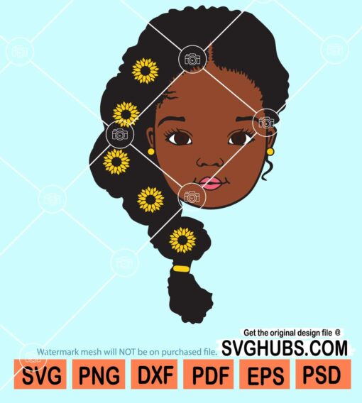 Peekaboo black girl afro ponytail svg