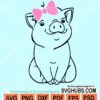 Pig with bow SVG, Pig with pink Bow svg Cute pig svg, Pig face svg, pig with bandana svg