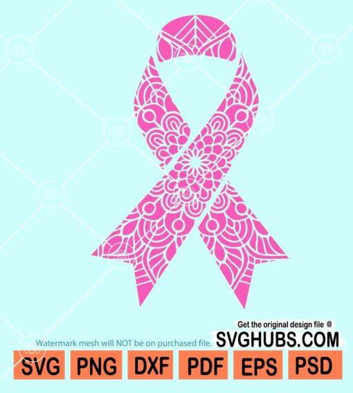 Pink ribbon mandala svg