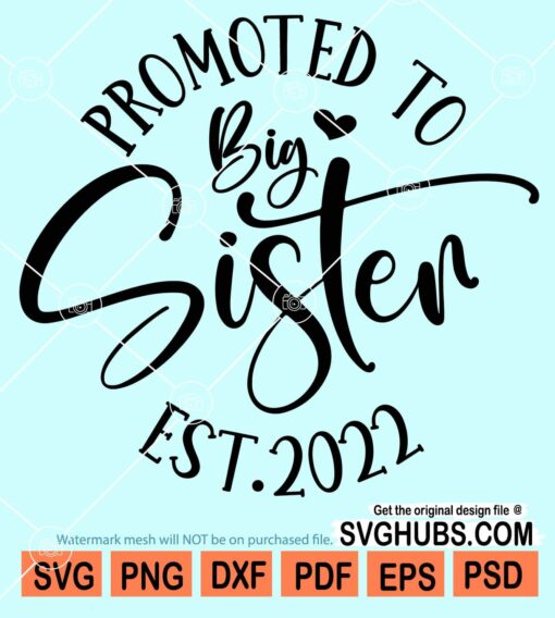 Promoted to big sister Est. 2022 svg