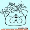 Pug with flowers SVG