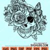 Skull with roses svg