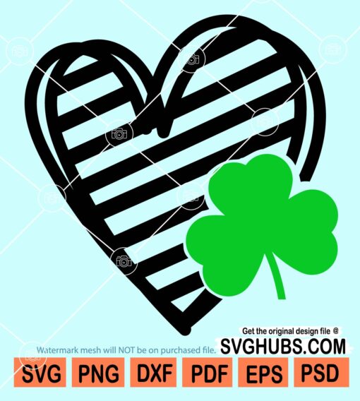 Stripped heart St Patrick Day svg