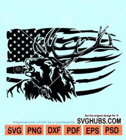 USA Flag Elk Deer svg