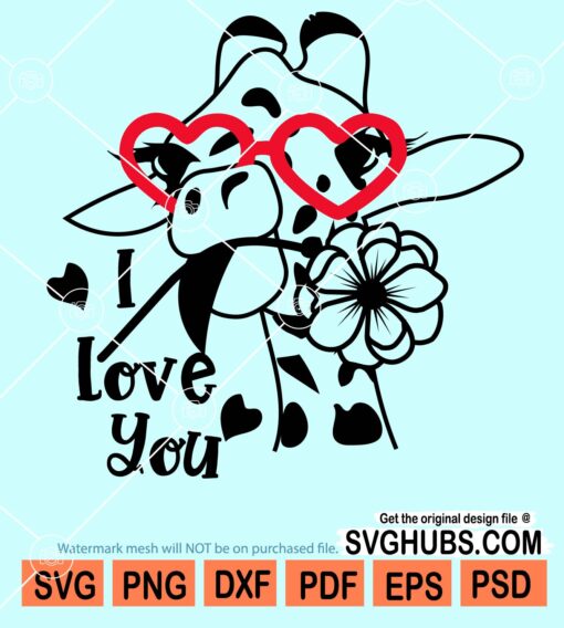 Valentine Love giraffe quote svg