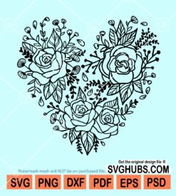 Valentine's day floral heart svg