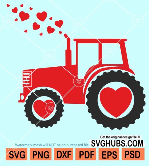 Valentines tractor svg