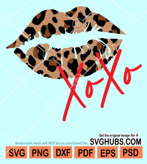 Xoxo leopard lips svg