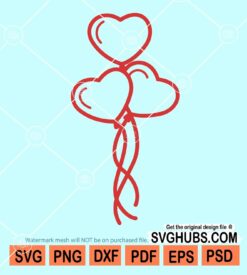 3 Heart balloons svg