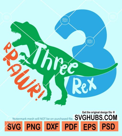 3rd Birthday dinosaur svg