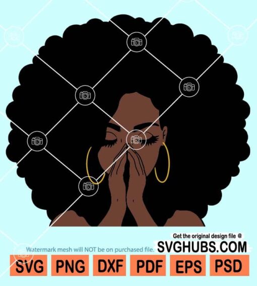 Afro girl praying svg