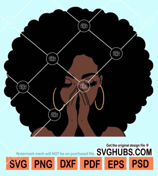 Afro woman praying svg