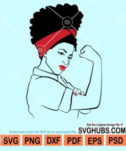 Afro woman with red bandana and lipstick svg