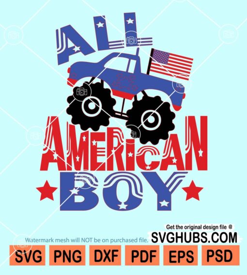 All American boy monster truck svg