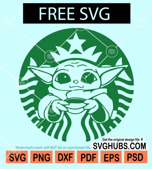 Baby Yoda Starbucks Svg free