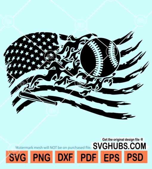 Baseball distressed American flag svg