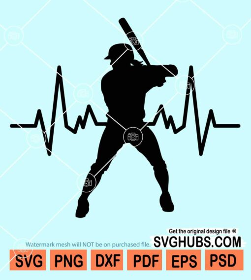 Baseball player heartbeat svg