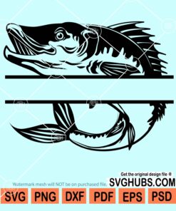 Bass fishing monogram svg