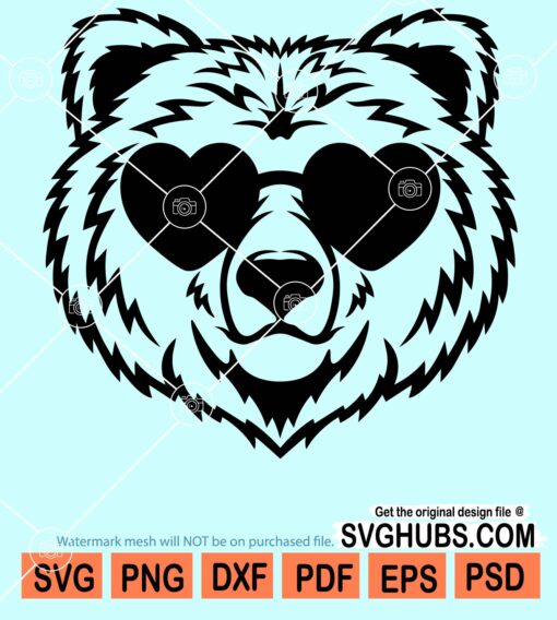 Bear face with sunglasses svg