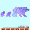 Bear mama and cubs zentangle svg