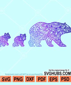 Bear mama and cubs zentangle svg