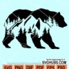 Bear with mountain and trees svg
